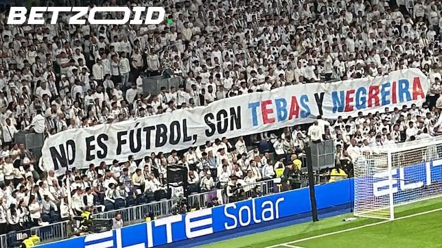 Real Madrid Fans Ramp Up Pressure on LaLiga's Javier Tebas With Bernabéu Banner.