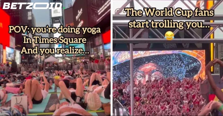 Norway Fans Crash a Times Square Yoga Session — Then Their Team Beat Senegal.