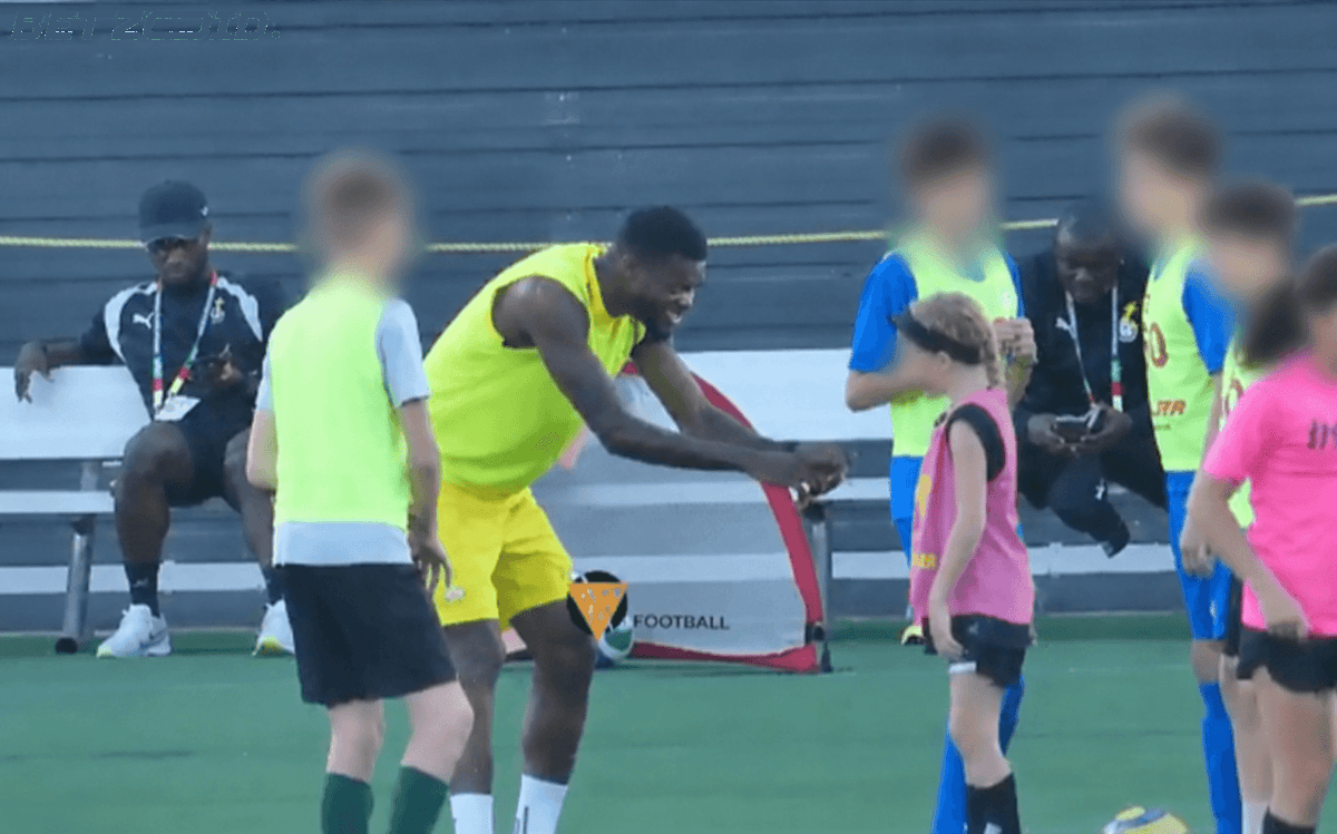 Partey filmed with children at Ghana's World Cup base — and nobody warned the parents.