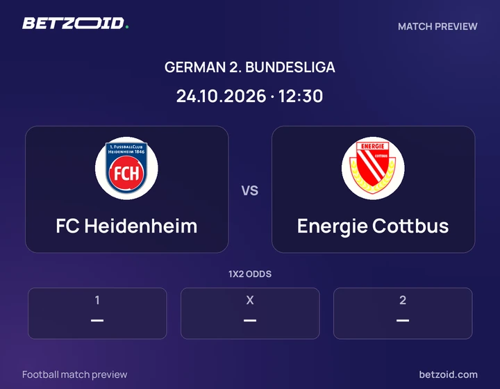 FC Heidenheim - Energie Cottbus FC Heidenheim vs Energie Cottbus: German 2. Bundesliga match preview with team badges and kick-off details.