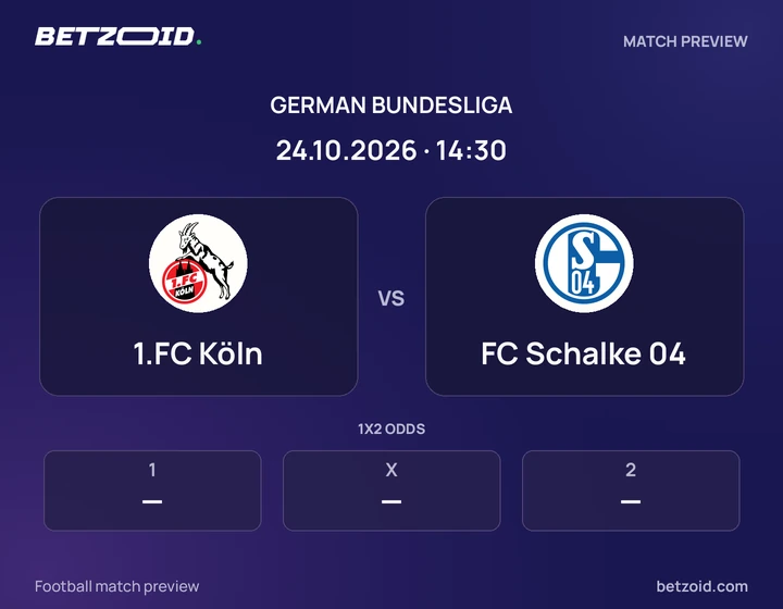 1.FC Köln - FC Schalke 04 1.FC Köln vs FC Schalke 04: German Bundesliga match preview with team badges and kick-off details.