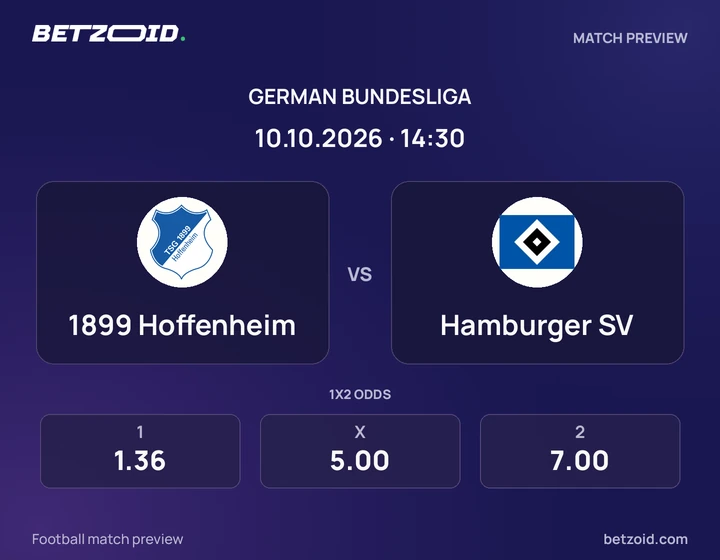 1899 Hoffenheim - Hamburger SV 1899 Hoffenheim vs Hamburger SV: German Bundesliga match preview with team badges and kick-off details.