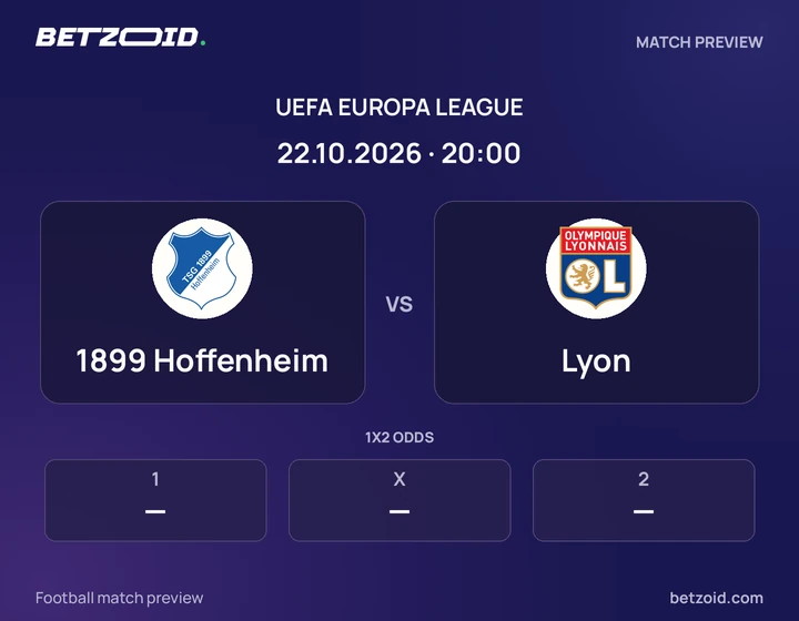 1899 Hoffenheim vs Lyon: UEFA Europa League match preview with team badges and kick-off details.