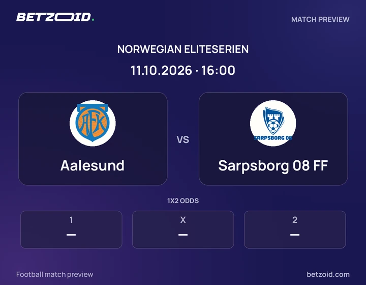 Aalesund - Sarpsborg 08 FF Aalesund vs Sarpsborg 08 FF: Norwegian Eliteserien match preview with team badges and kick-off details.