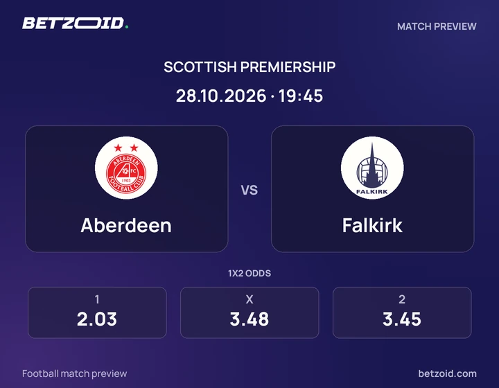 Aberdeen - Falkirk Aberdeen vs Falkirk: Scottish Premiership match preview with team badges and kick-off details.