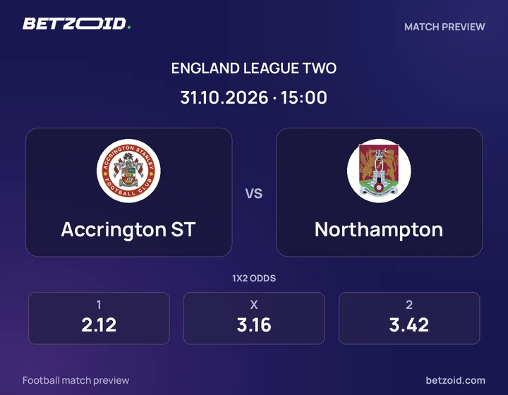 Accrington ST - Northampton Accrington ST vs Northampton: England League Two match preview with team badges and kick-off details.