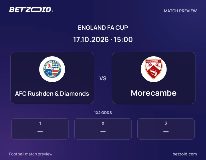 AFC Rushden & Diamonds - Morecambe AFC Rushden & Diamonds vs Morecambe: England FA Cup match preview with team badges and kick-off details.