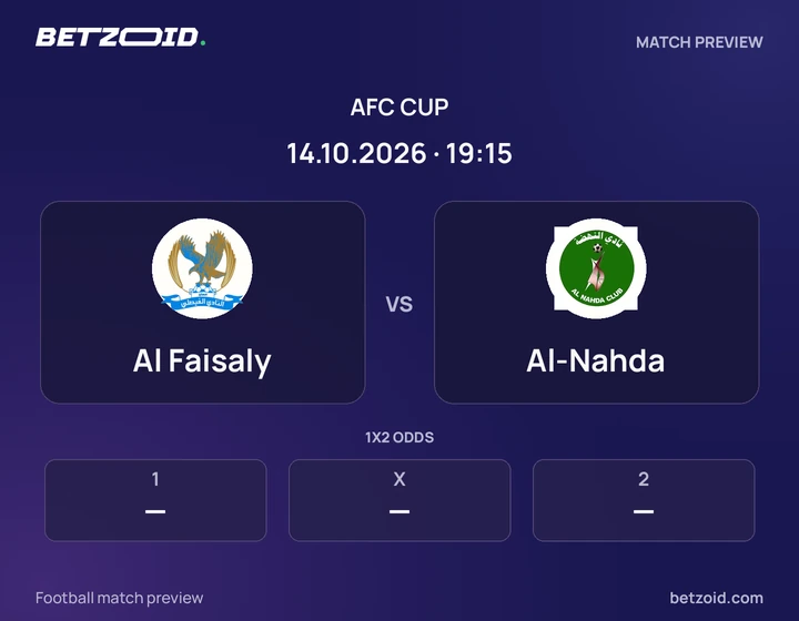 Al Faisaly - Al-Nahda Al Faisaly vs Al-Nahda: AFC Cup match preview with team badges and kick-off details.