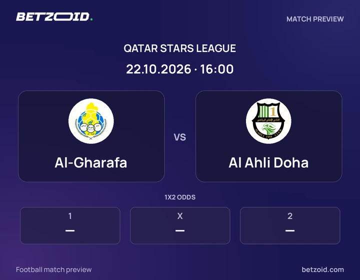 Al-Gharafa - Al Ahli Doha Al-Gharafa vs Al Ahli Doha: Qatar Stars League match preview with team badges and kick-off details.