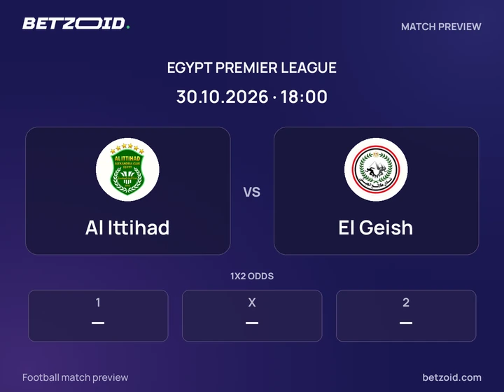 Al Ittihad vs El Geish: Egypt Premier League match preview with team badges and kick-off details.