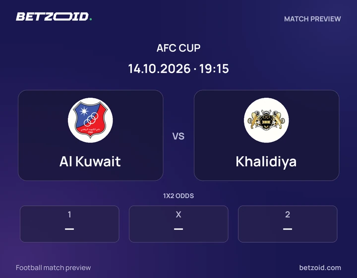 Al Kuwait - Khalidiya Al Kuwait vs Khalidiya: AFC Cup match preview with team badges and kick-off details.