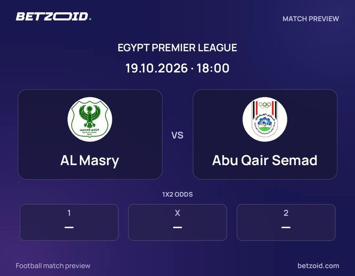AL Masry vs Abu Qair Semad: Egypt Premier League match preview with team badges and kick-off details.