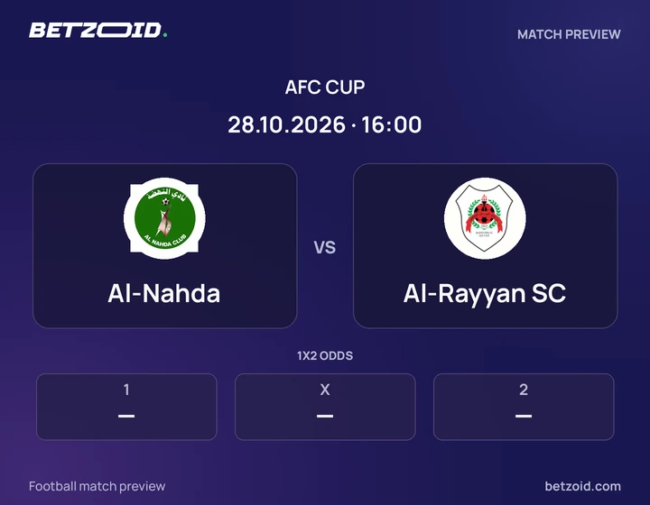 Al-Nahda - Al-Rayyan SC Al-Nahda vs Al-Rayyan SC: AFC Cup match preview with team badges and kick-off details.