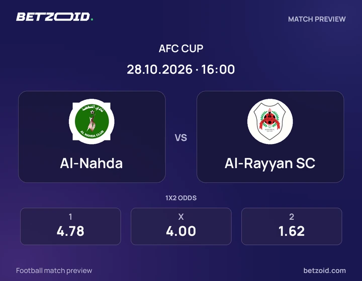 Al-Nahda - Al-Rayyan SC Al-Nahda vs Al-Rayyan SC: AFC Cup match preview with team badges and kick-off details.