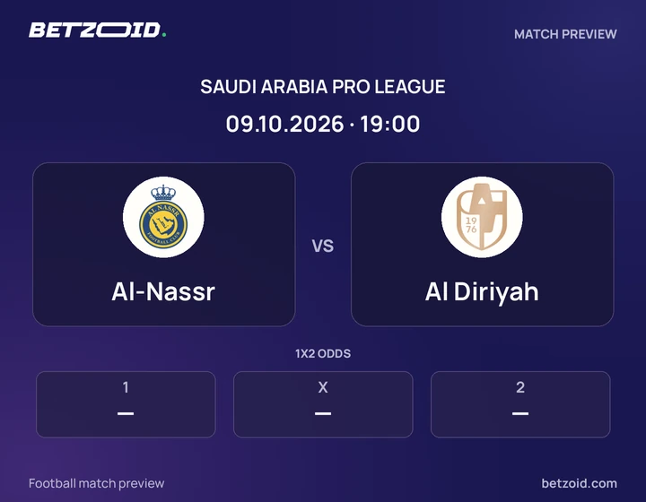 Al-Nassr - Al Diriyah Al-Nassr vs Al Diriyah: Saudi Arabia Pro League match preview with team badges and kick-off details.