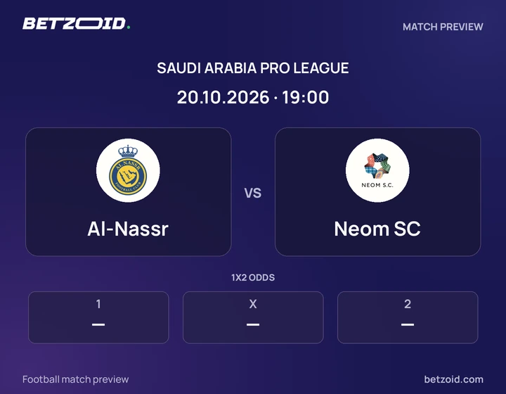 Al-Nassr - Neom SC Al-Nassr vs Neom SC: Saudi Arabia Pro League match preview with team badges and kick-off details.