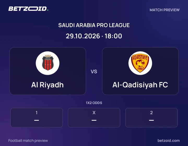 Al Riyadh - Al-Qadisiyah FC Al Riyadh vs Al-Qadisiyah FC: Saudi Arabia Pro League match preview with team badges and kick-off details.