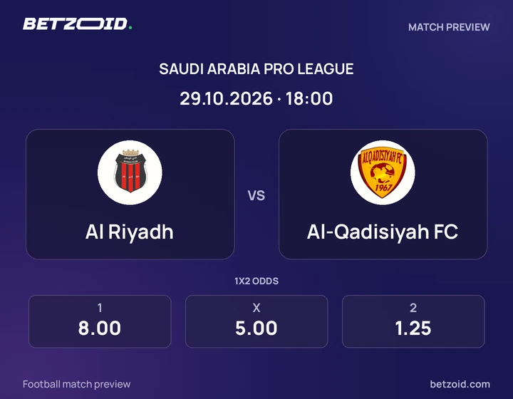 Al Riyadh - Al-Qadisiyah FC Al Riyadh vs Al-Qadisiyah FC: Saudi Arabia Pro League match preview with team badges and kick-off details.