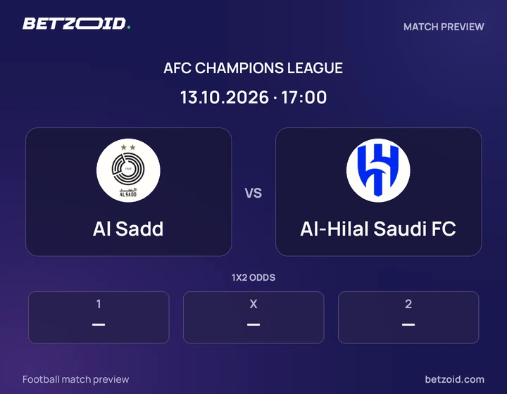 Al Sadd vs Al-Hilal Saudi FC: AFC Champions League match preview with team badges and kick-off details.
