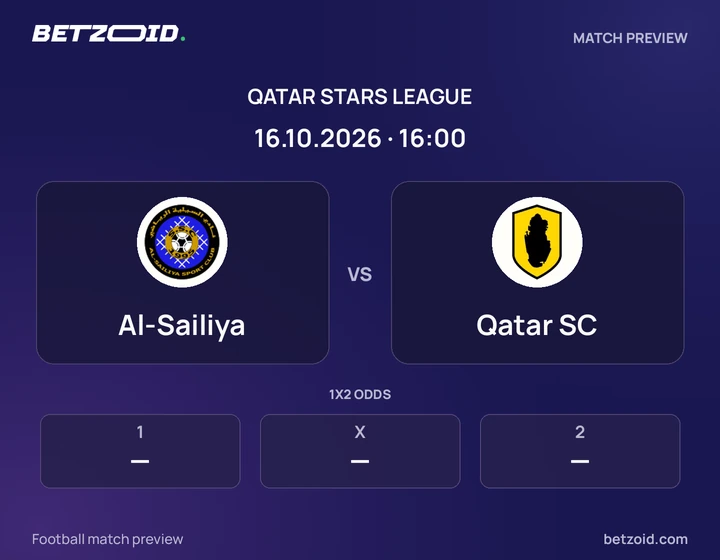 Al-Sailiya - Qatar SC Al-Sailiya vs Qatar SC: Qatar Stars League match preview with team badges and kick-off details.