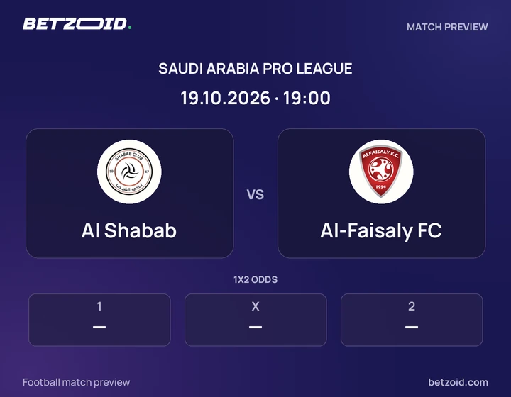 Al Shabab - Al-Faisaly FC Al Shabab vs Al-Faisaly FC: Saudi Arabia Pro League match preview with team badges and kick-off details.