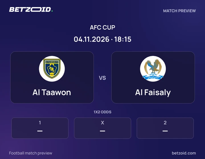 Al Taawon - Al Faisaly Al Taawon vs Al Faisaly: AFC Cup match preview with team badges and kick-off details.