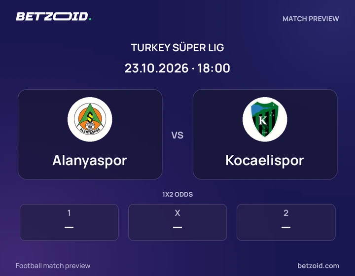 Alanyaspor - Kocaelispor Alanyaspor vs Kocaelispor: Turkey Süper Lig match preview with team badges and kick-off details.
