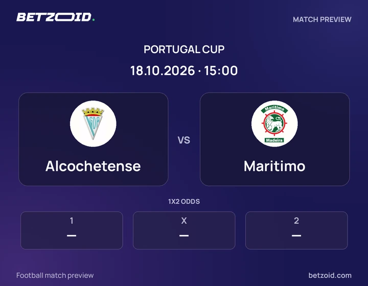 Alcochetense vs Maritimo: Portugal Cup match preview with team badges and kick-off details.