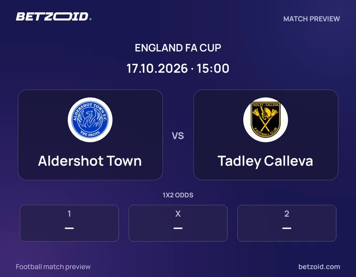 Aldershot Town vs Tadley Calleva: England FA Cup match preview with team badges and kick-off details.