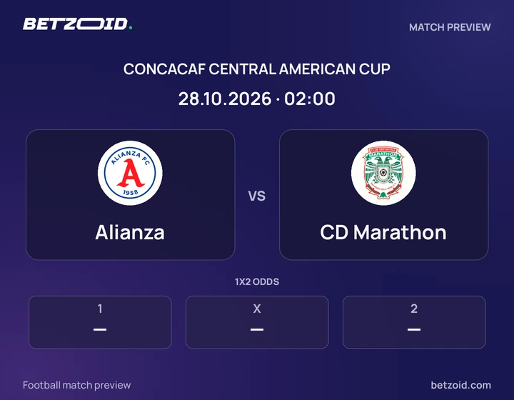 Alianza vs CD Marathon: CONCACAF Central American Cup match preview with team badges and kick-off details.