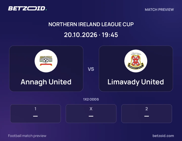 Annagh United vs Limavady United: Northern Ireland League Cup match preview with team badges and kick-off details.