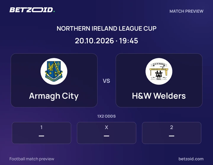 Armagh City vs H&W Welders: Northern Ireland League Cup match preview with team badges and kick-off details.