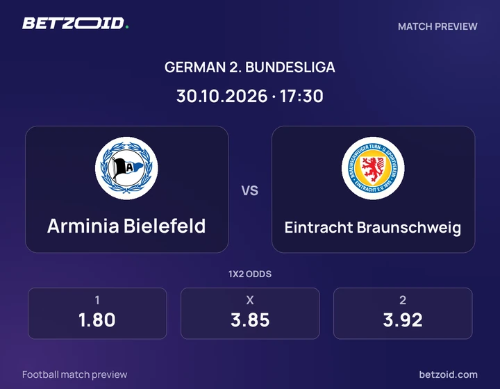 Arminia Bielefeld - Eintracht Braunschweig Arminia Bielefeld vs Eintracht Braunschweig: German 2. Bundesliga match preview with team badges and kick-off details.