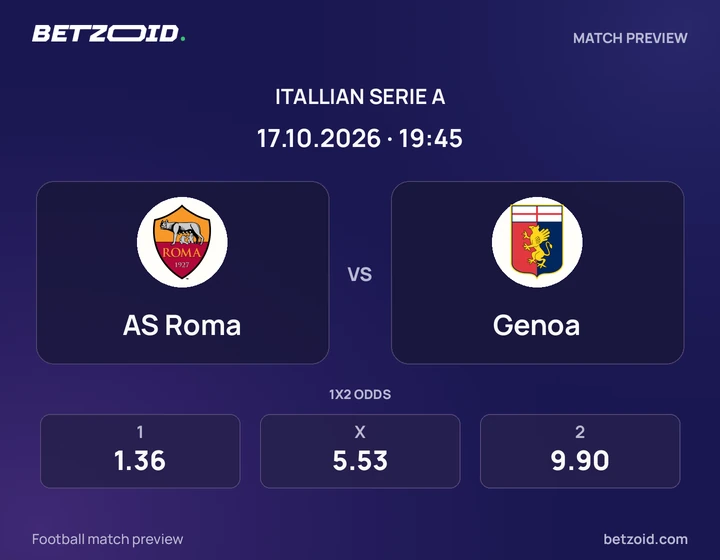 Roma – Genoa Roma – Genoa: presentazione della partita di Serie A con stemmi e orario di inizio.