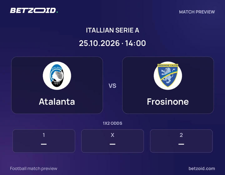 Atalanta - Frosinone Atalanta vs Frosinone: Itallian Serie A match preview with team badges and kick-off details.