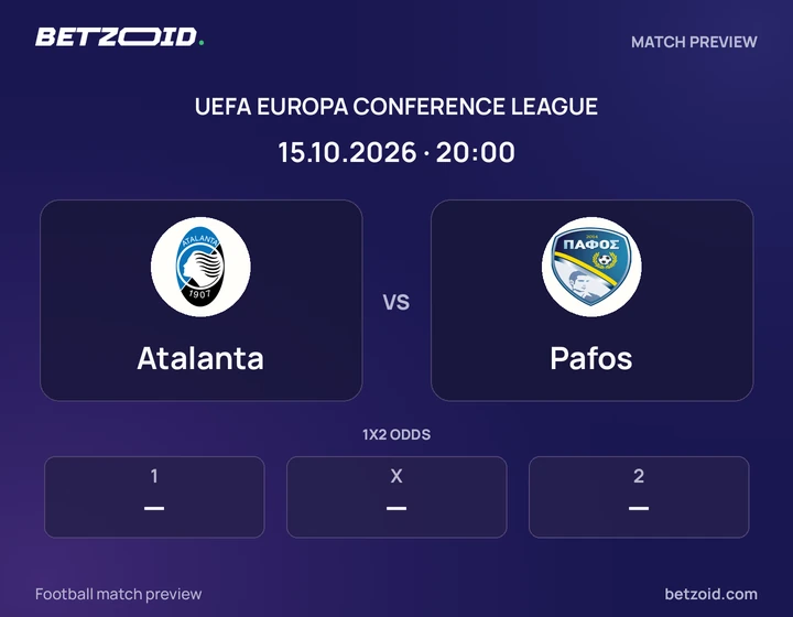 Atalanta - Pafos Atalanta vs Pafos: UEFA Europa Conference League match preview with team badges and kick-off details.