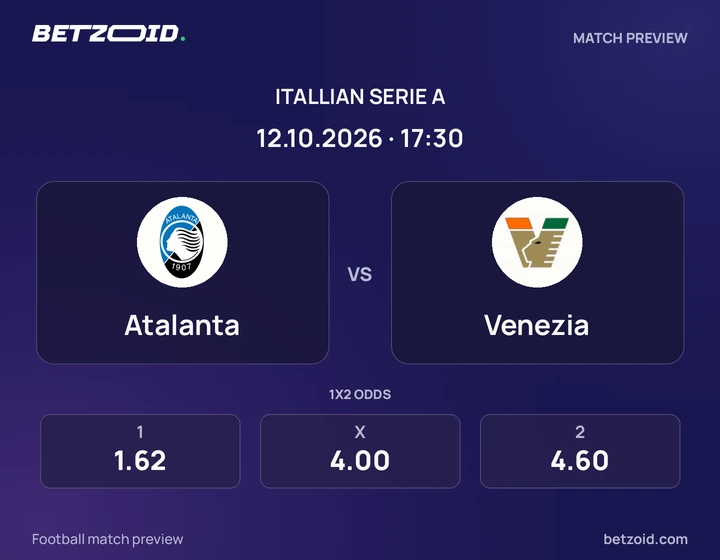 Atalanta - Venezia Atalanta vs Venezia: Itallian Serie A match preview with team badges and kick-off details.