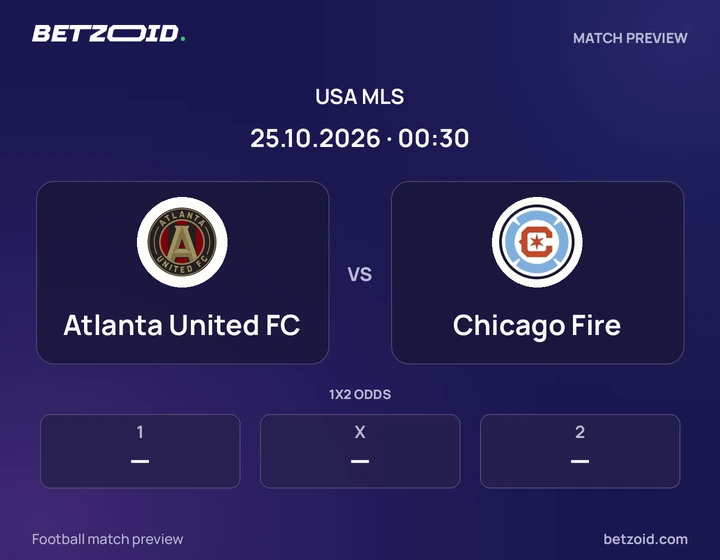 Atlanta United FC vs Chicago Fire: USA MLS match preview with team badges and kick-off details.