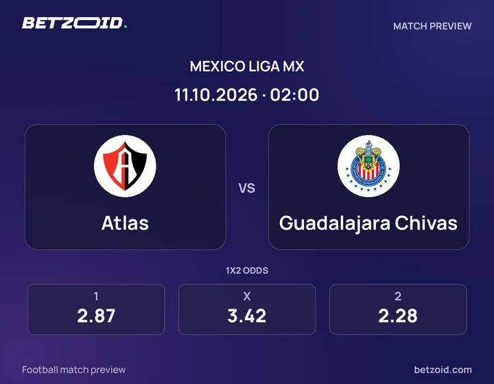 Atlas vs. Chivas Atlas vs. Chivas: previa del partido de Liga MX, con escudos y datos del encuentro.