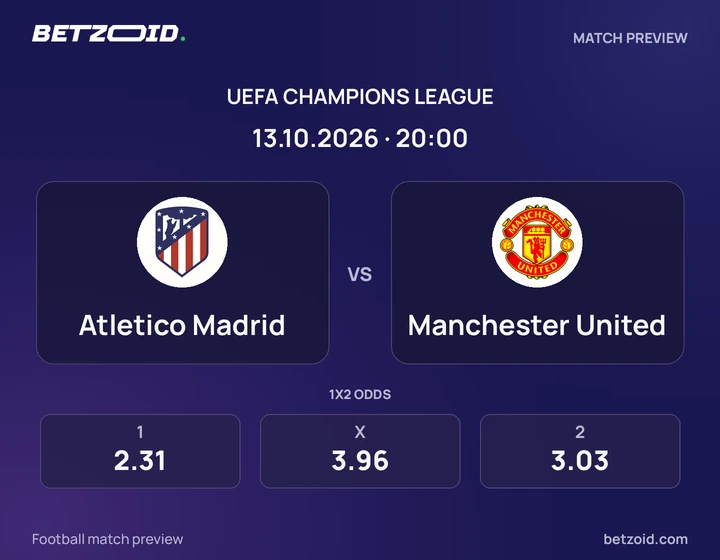 Atlético de Madrid vs. Manchester United Atlético de Madrid vs. Manchester United: previa del partido de Champions League, con escudos y datos del encuentro.