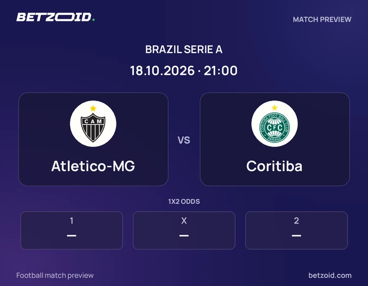 Atletico-MG vs Coritiba: Brazil Serie A match preview with team badges and kick-off details.