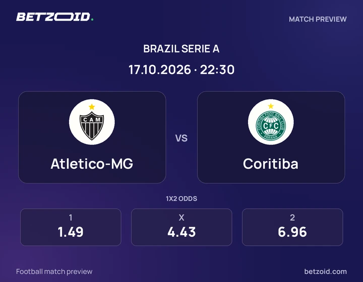Atletico-MG x Coritiba Atletico-MG x Coritiba: prévia do jogo de Brasileirão Série A, com escudos e informações da partida.