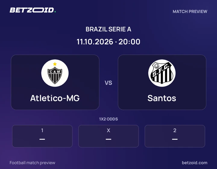 Atletico-MG - Santos Atletico-MG vs Santos: Brazil Serie A match preview with team badges and kick-off details.