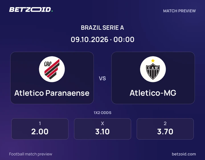 Atletico Paranaense - Atletico-MG Atletico Paranaense vs Atletico-MG: Brazil Serie A match preview with team badges and kick-off details.