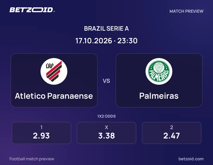 Atletico Paranaense x Palmeiras Atletico Paranaense x Palmeiras: prévia do jogo de Brasileirão Série A, com escudos e informações da partida.