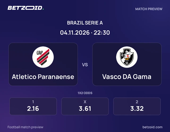 Atletico Paranaense - Vasco DA Gama Atletico Paranaense vs Vasco DA Gama: Brazil Serie A match preview with team badges and kick-off details.