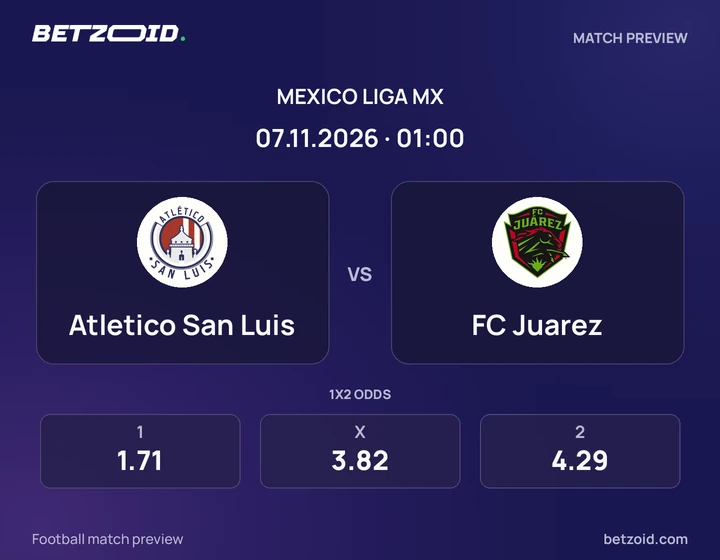 Atletico San Luis vs. FC Juarez Atletico San Luis vs. FC Juarez: previa del partido de Liga MX, con escudos y datos del encuentro.
