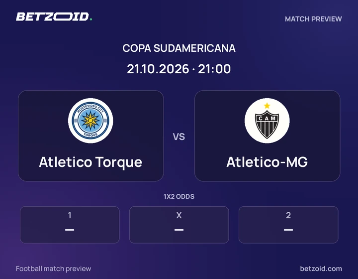 Atletico Torque vs Atletico-MG: Copa Sudamericana match preview with team badges and kick-off details.