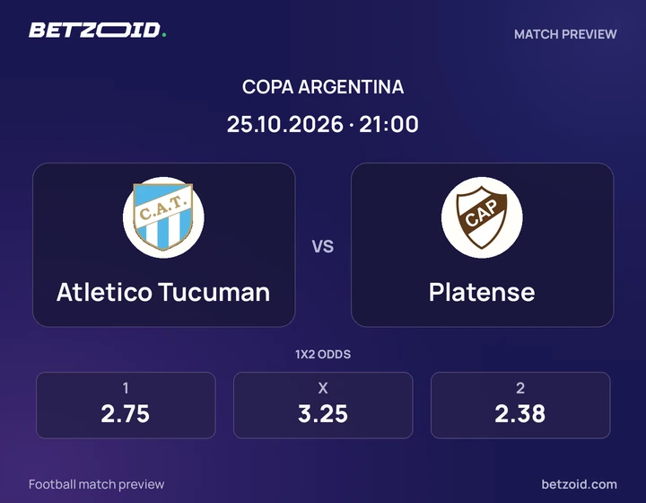 Atletico Tucuman - Platense Atletico Tucuman vs Platense: Copa Argentina match preview with team badges and kick-off details.