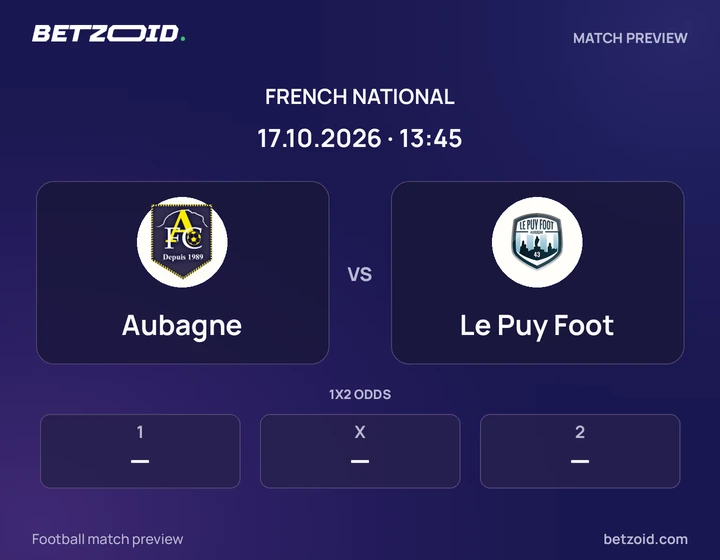 Aubagne - Le Puy Foot Aubagne vs Le Puy Foot: French National match preview with team badges and kick-off details.